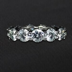 Round Moissanite Wedding Ring Full Eternity Band Stackable Tennis 9 NWT